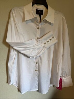 NWT Muse by Marchesa . An elegant white blouse ,Sz L